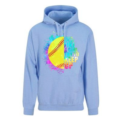 Colorful I Know I Play Like A Girl Try To Keep Up Softball Baseball Unisex Surf Hoodie