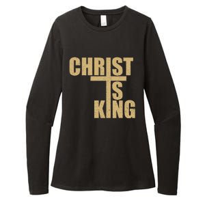 Christ Is King Jesus Is King Cross Crucifix Womens CVC Long Sleeve Shirt