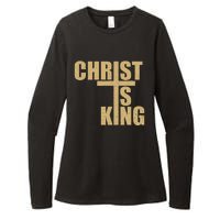 Christ Is King Jesus Is King Cross Crucifix Womens CVC Long Sleeve Shirt