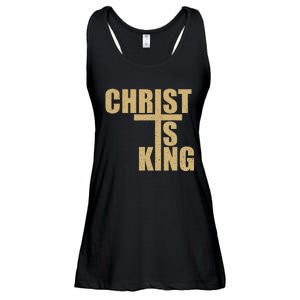 Christ Is King Jesus Is King Cross Crucifix Ladies Essential Flowy Tank