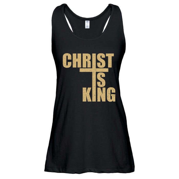 Christ Is King Jesus Is King Cross Crucifix Ladies Essential Flowy Tank