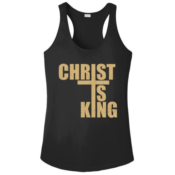 Christ Is King Jesus Is King Cross Crucifix Ladies PosiCharge Competitor Racerback Tank