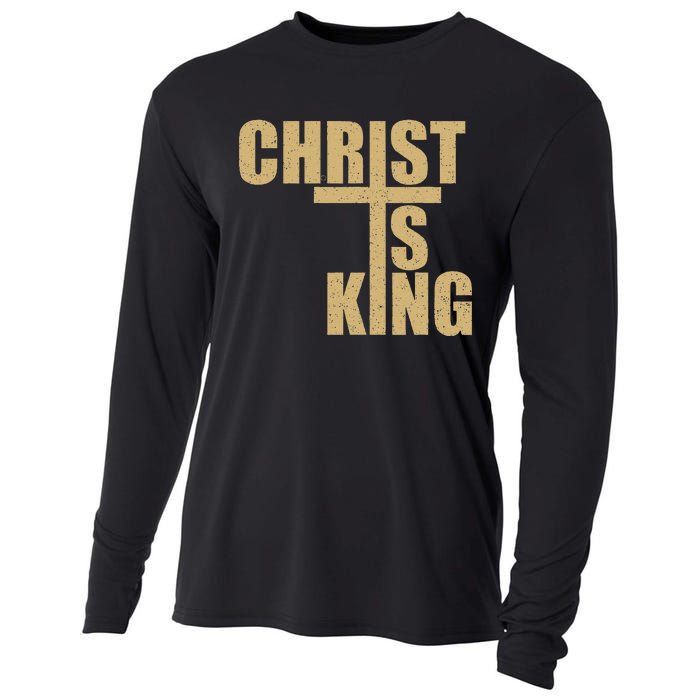 Christ Is King Jesus Is King Cross Crucifix Cooling Performance Long Sleeve Crew