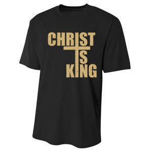 Christ Is King Jesus Is King Cross Crucifix Performance Sprint T-Shirt