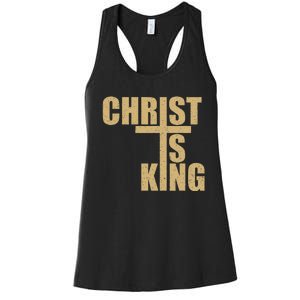 Christ Is King Jesus Is King Cross Crucifix Women's Racerback Tank