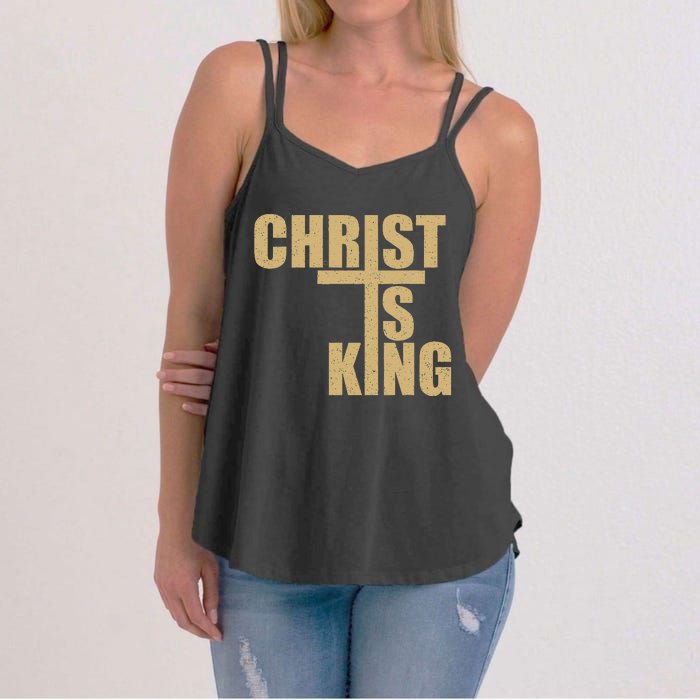 Christ Is King Jesus Is King Cross Crucifix Women's Strappy Tank