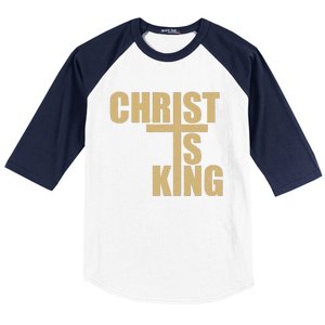 Christ Is King Jesus Is King Cross Crucifix Baseball Sleeve Shirt