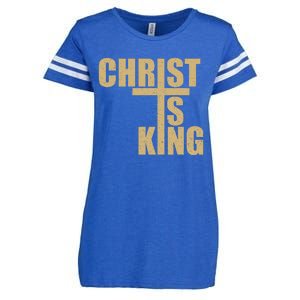 Christ Is King Jesus Is King Cross Crucifix Enza Ladies Jersey Football T-Shirt