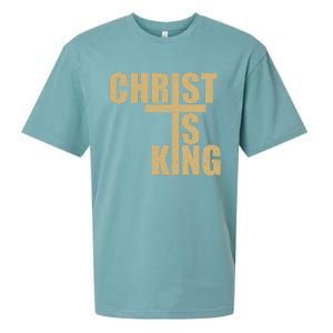 Christ Is King Jesus Is King Cross Crucifix Sueded Cloud Jersey T-Shirt