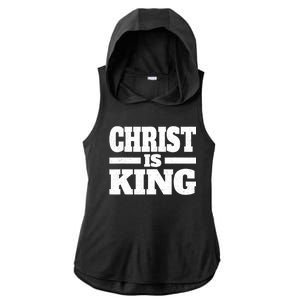 Christ Is King Jesus Is King Christian Faith Ladies PosiCharge Tri-Blend Wicking Draft Hoodie Tank