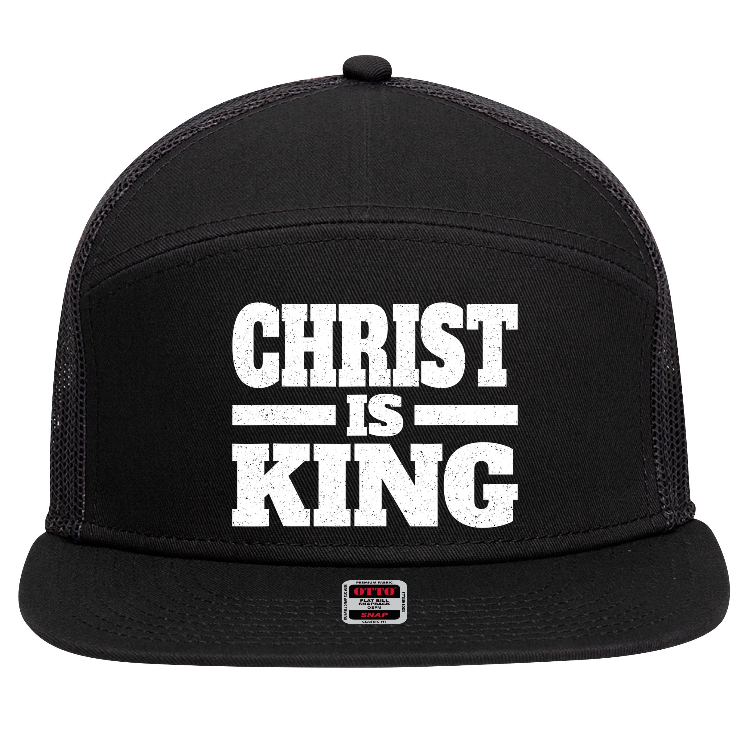 Christ Is King Jesus Is King Christian Faith 7 Panel Mesh Trucker Snapback Hat