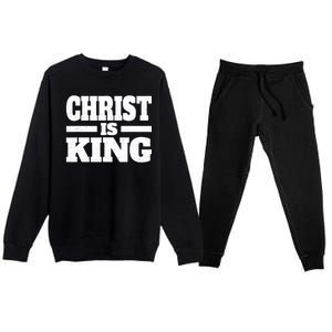 Christ Is King Jesus Is King Christian Faith Premium Crewneck Sweatsuit Set