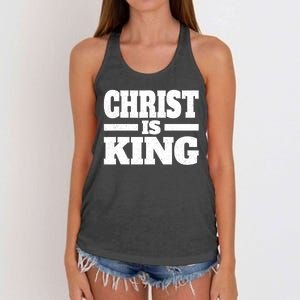 Christ Is King Jesus Is King Christian Faith Women's Knotted Racerback Tank