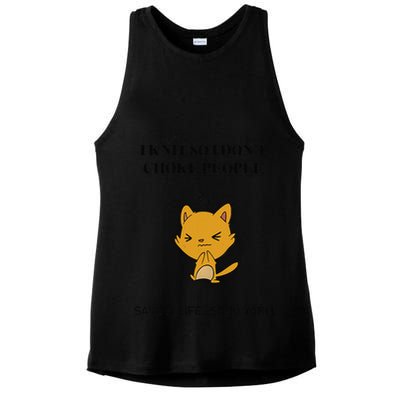 Cat I Knit So I Don’T Save A Life Send Yarn Ladies PosiCharge Tri-Blend Wicking Tank