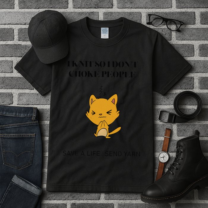 Cat I Knit So I Don’T Save A Life Send Yarn Tall T-Shirt