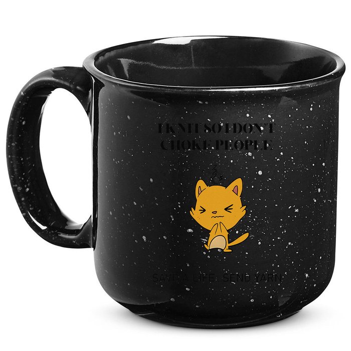 Cat I Knit So I Don’T Save A Life Send Yarn 15oz Campfire Ceramic Mug