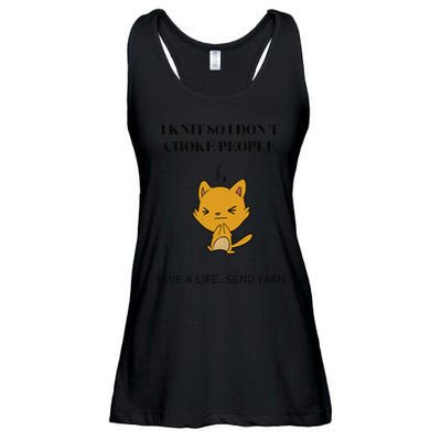 Cat I Knit So I Don’T Save A Life Send Yarn Ladies Essential Flowy Tank