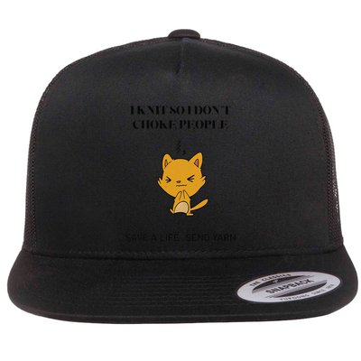 Cat I Knit So I Don’T Save A Life Send Yarn Flatbill Hat
