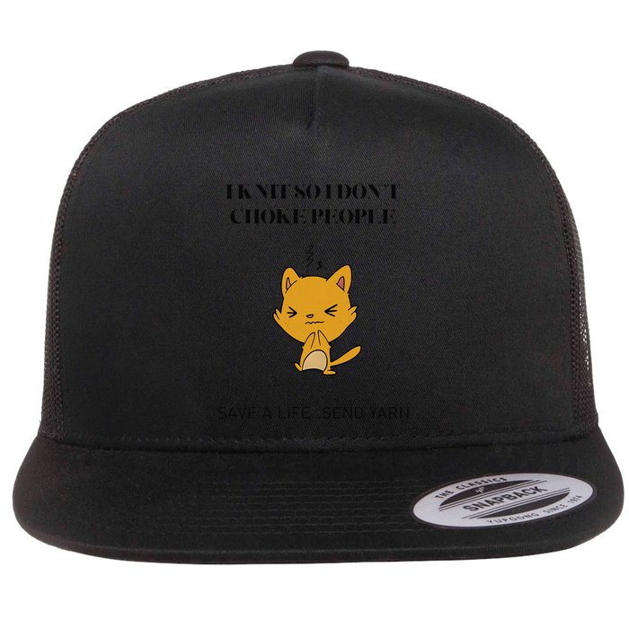 Cat I Knit So I Don’T Save A Life Send Yarn Flatbill Hat