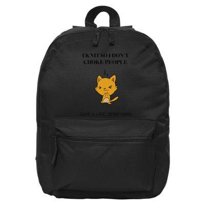 Cat I Knit So I Don’T Save A Life Send Yarn 16 in Basic Backpack
