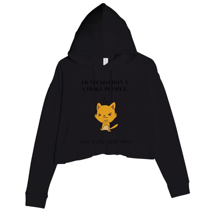 Cat I Knit So I Don’T Save A Life Send Yarn Crop Fleece Hoodie