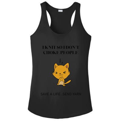 Cat I Knit So I Don’T Save A Life Send Yarn Ladies PosiCharge Competitor Racerback Tank