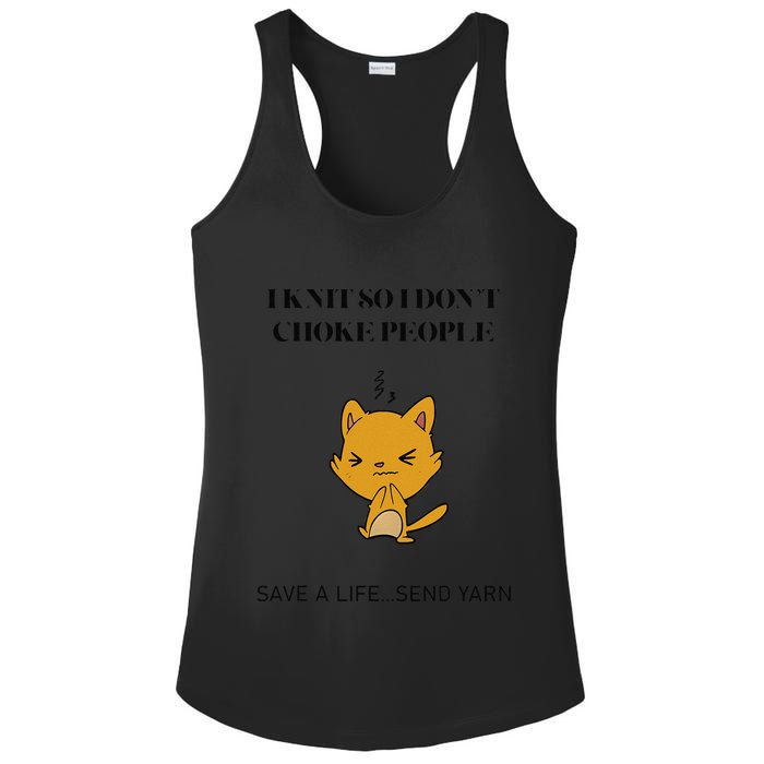 Cat I Knit So I Don’T Save A Life Send Yarn Ladies PosiCharge Competitor Racerback Tank
