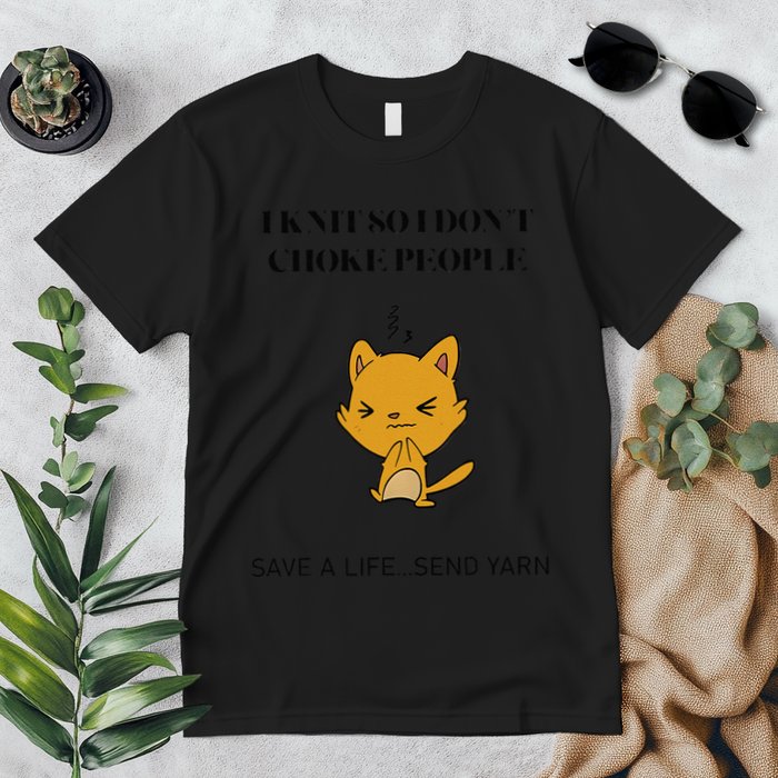 Cat I Knit So I Don’T Save A Life Send Yarn Premium T-Shirt
