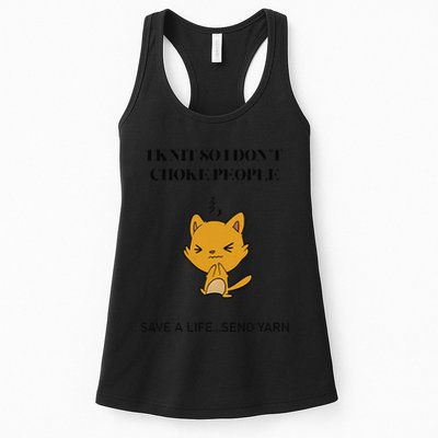 Cat I Knit So I Don’T Save A Life Send Yarn Womens Tank Top