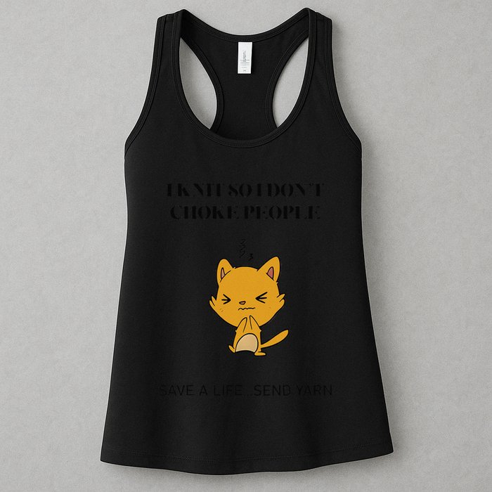 Cat I Knit So I Don’T Save A Life Send Yarn Womens Tank Top
