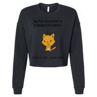 Cat I Knit So I Don’T Save A Life Send Yarn Cropped Pullover Crew