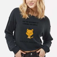Cat I Knit So I Don’T Save A Life Send Yarn Cropped Pullover Crew
