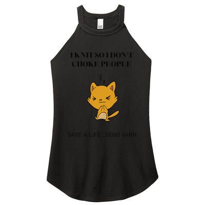 Cat I Knit So I Don’T Save A Life Send Yarn Women's Perfect Tri Rocker Tank