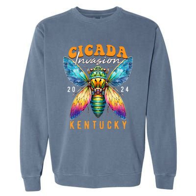 Cicada Invasion Kentucky 2024 Insect Broods Xix And Xiii Garment-Dyed Sweatshirt