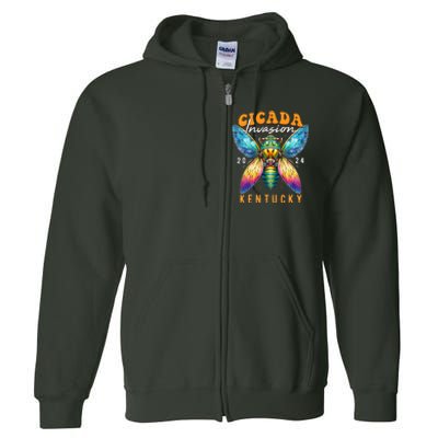 Cicada Invasion Kentucky 2024 Insect Broods Xix And Xiii Full Zip Hoodie