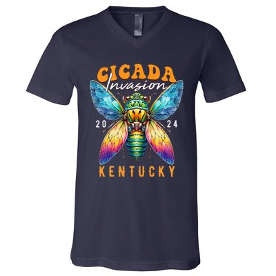 Cicada Invasion Kentucky 2024 Insect Broods Xix And Xiii V-Neck T-Shirt