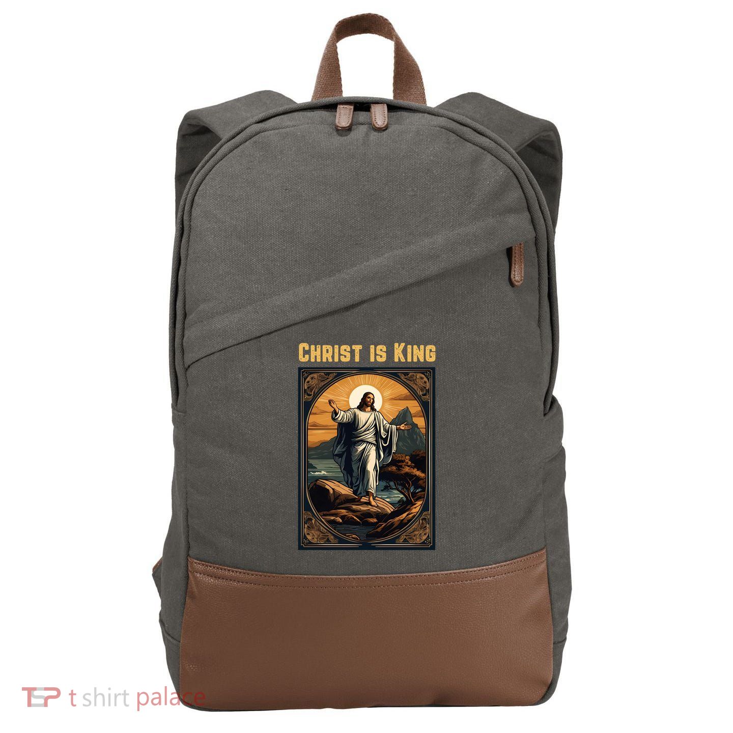 Christ is King Christian Easter Cotton Canvas Backpack