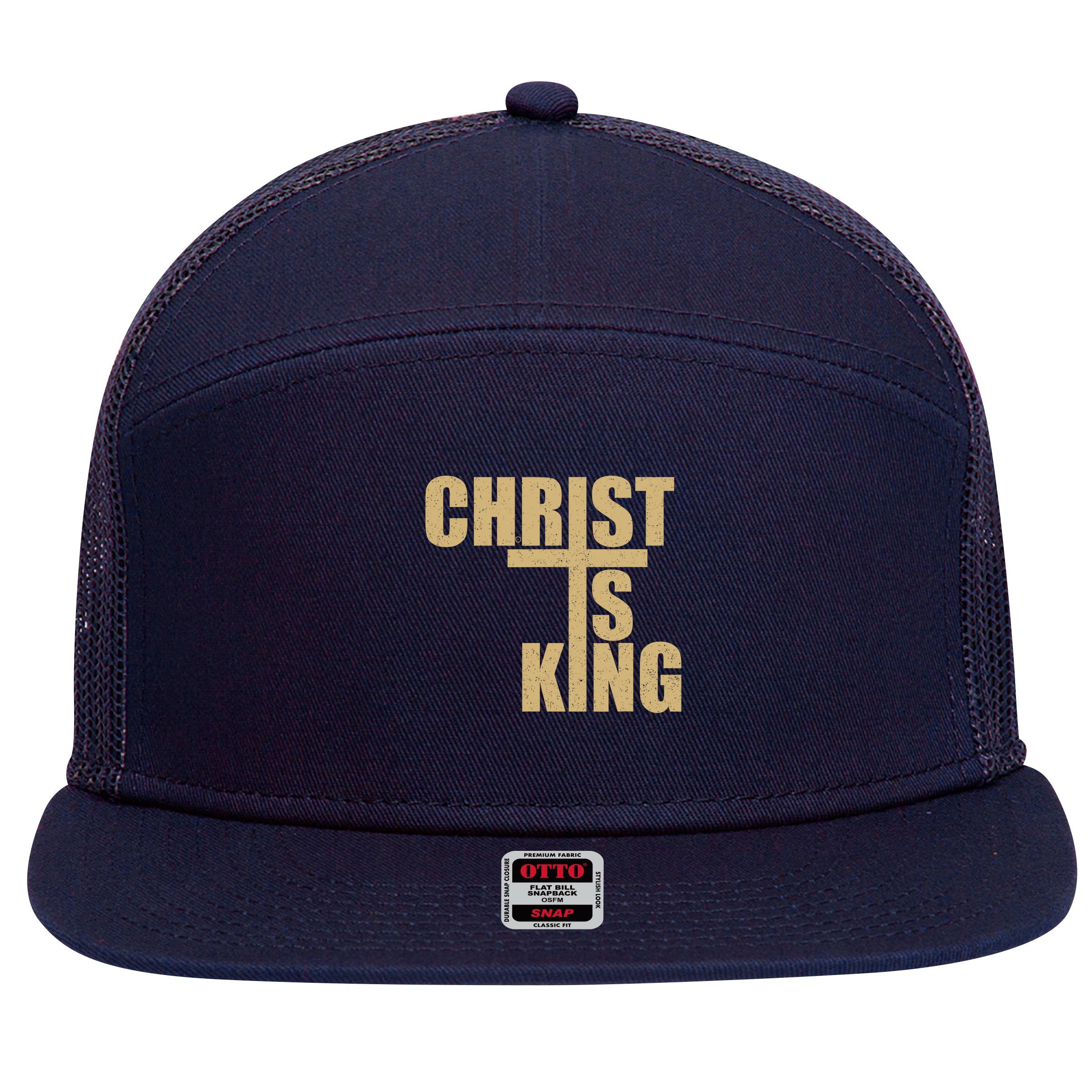 CHRIST IS KING JESUS IS KING 7 Panel Mesh Trucker Snapback Hat