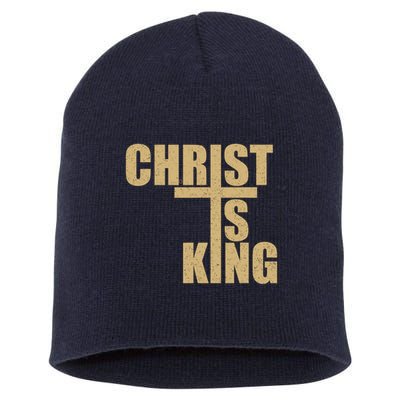 CHRIST IS KING JESUS IS KING Short Acrylic Beanie