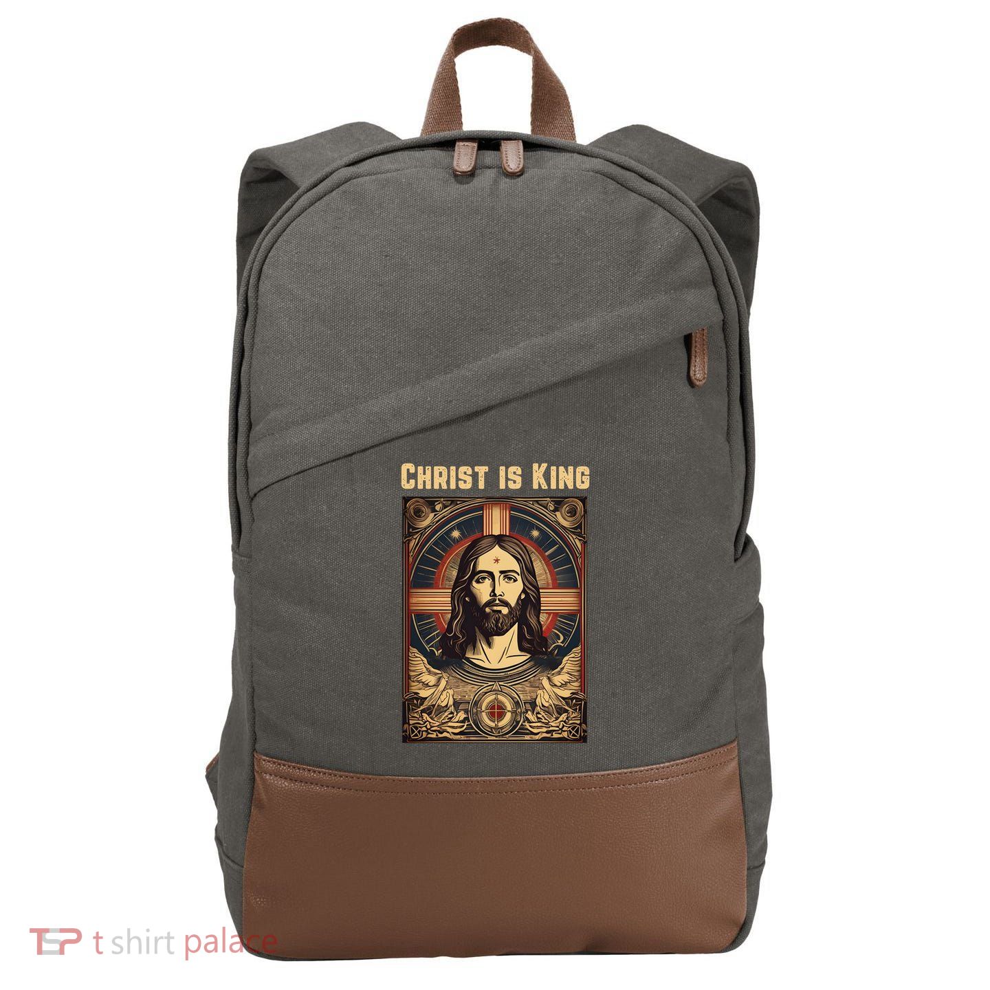Christ is King Christian Easter Cotton Canvas Backpack
