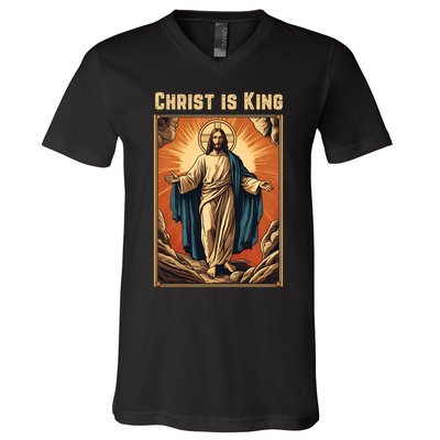 Christ is King Christian Easter V-Neck T-Shirt