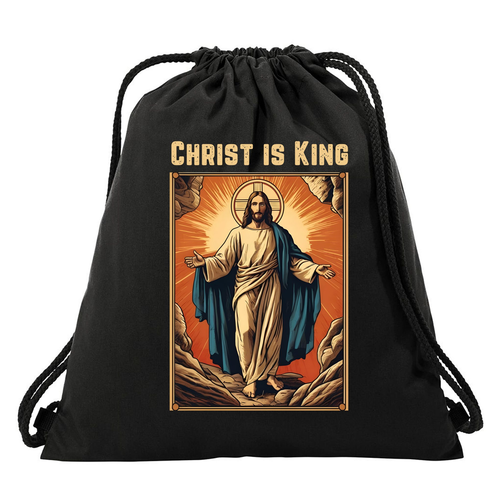 Christ is King Christian Easter Drawstring Bag
