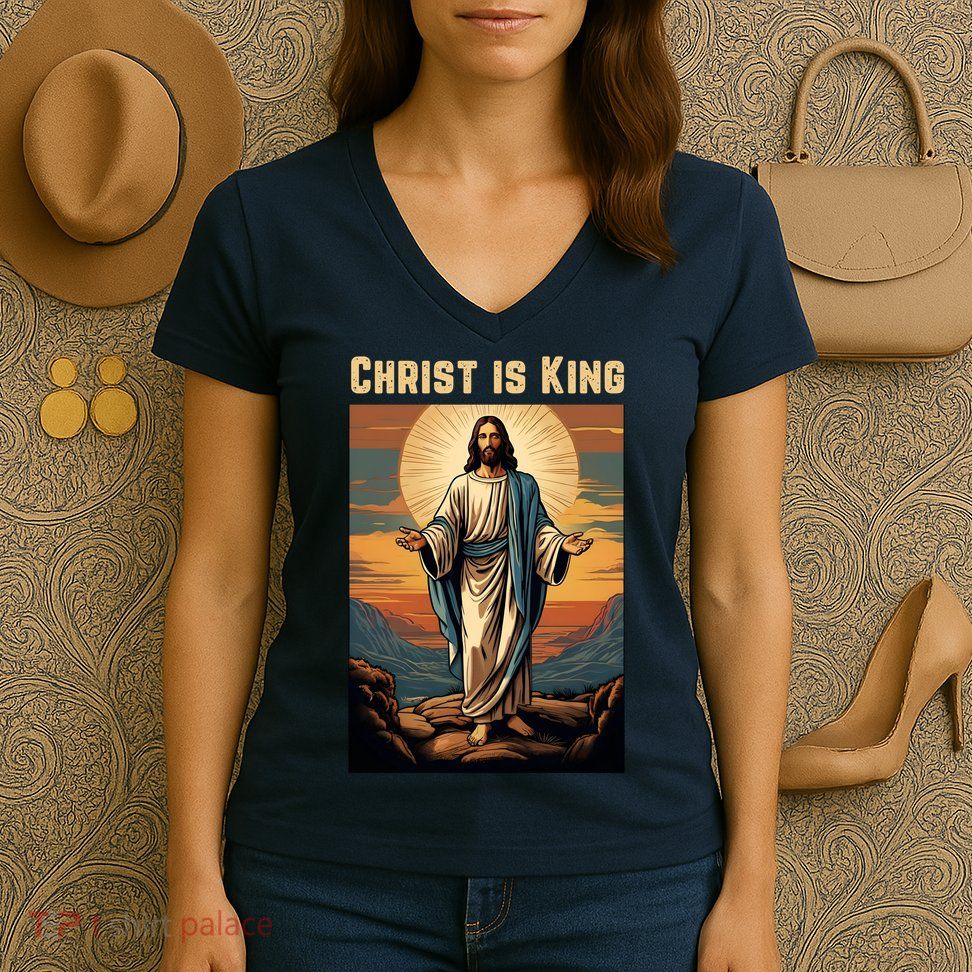 Christ is King Christian Easter Women's V-Neck T-Shirt