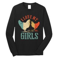 Chicken I Love My Vintage Poultry Farmer Gift Long Sleeve Shirt