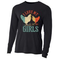 Chicken I Love My Vintage Poultry Farmer Gift Cooling Performance Long Sleeve Crew