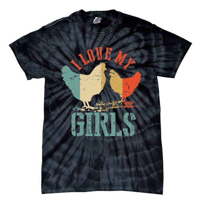 Chicken I Love My Vintage Poultry Farmer Gift Tie-Dye T-Shirt