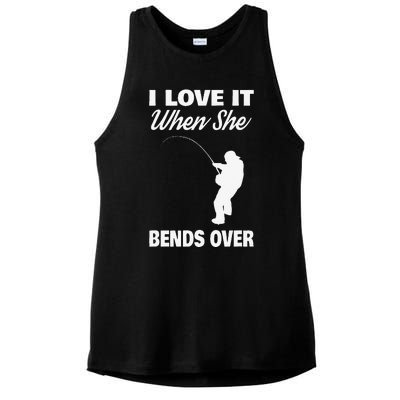 Cute I Love It When She Bends Over Novelty Fishing Ladies PosiCharge Tri-Blend Wicking Tank