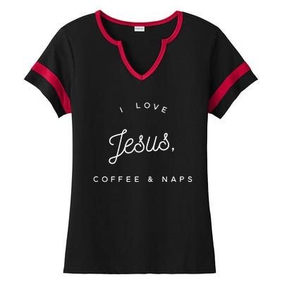 Christian I Love Jesus Coffee & Naps Ladies Halftime Notch Neck Tee