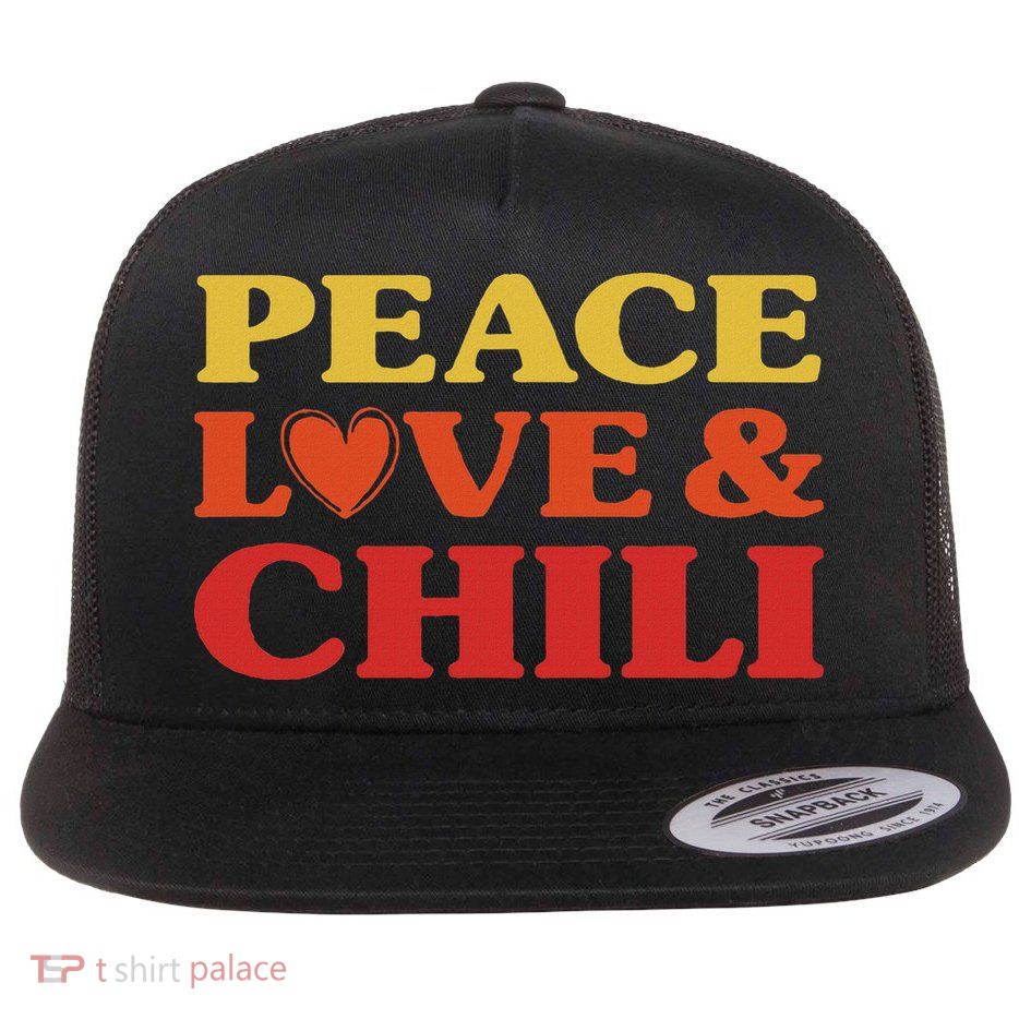 Chili I Love Chili Funny Food Flat Bill Trucker Hat