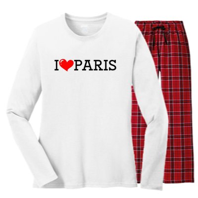 Cool I Love Paris Women's Long Sleeve Flannel Pajama Set 